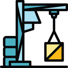 Poster - Cargo port crane icon outline vector. Traffic service. Maritime container color flat