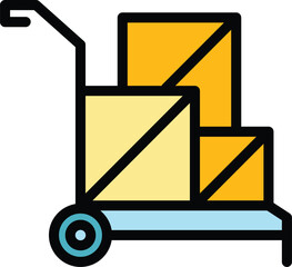 Poster - Cargo cart icon outline vector. Truck trailer. Van service color flat