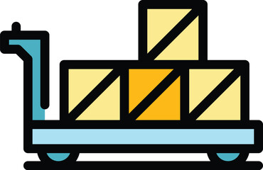 Poster - Wagon parcel icon outline vector. Cargo industry. Delivery trailer color flat