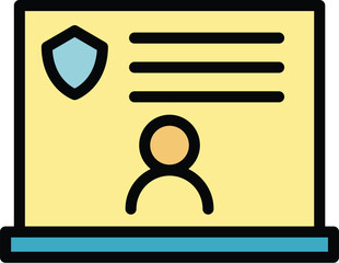 Poster - Online social care icon outline vector. Senior health. Medical service color flat