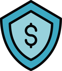 Poster - Secured money icon outline vector. Social care. People help color flat