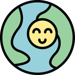 Poster - Global social care icon outline vector. Senior health. Help worker color flat