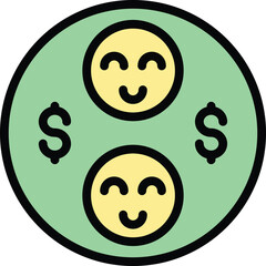 Poster - Social help emoji icon outline vector. Senior health. People service color flat