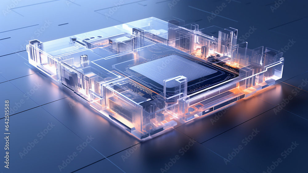 Future innovative digital Quantum Computer System network Micro Chip ...