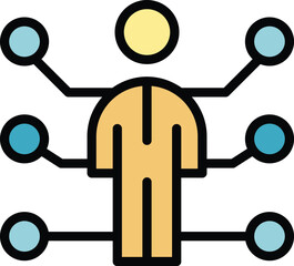 Poster - Social care man icon outline vector. Senior health. Medical service color flat