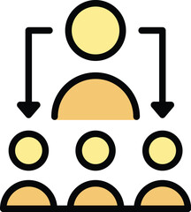 Poster - Group service group icon outline vector. Old senior. People help color flat