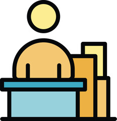 Poster - Table care icon outline vector. Patient care. Senior health color flat