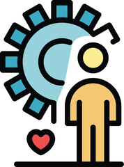 Poster - Gear social protect icon outline vector. Old health. Help patient color flat