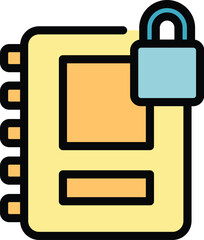 Sticker - Secured folder icon outline vector. Security guard. Officer security color flat
