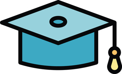 Poster - Graduation hat icon outline vector. Security police. Officer road color flat