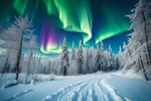 A Cloudy Sky Into A Breathtaking Display Of The Northern Lights Dancing Above A Snowy Landscape