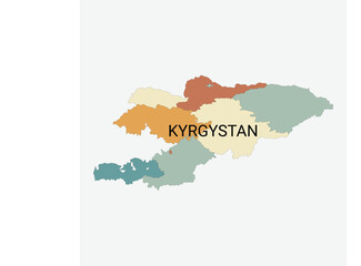  Kyrgyzstan vector map with administrative divisions