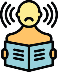 Poster - Social study icon outline vector. School education. Classroom handicap color flat
