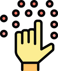 Poster - Touch learning icon outline vector. School education. Disabled learn color flat
