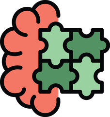 Poster - Brain puzzle icon outline vector. School education. Learning disabled color flat