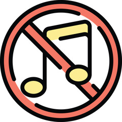 Poster - No music icon outline vector. School education. Learning study color flat
