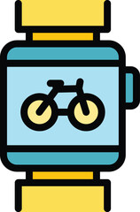 Poster - Bike rent smartwatch icon outline vector. City system. Share smart transport color flat