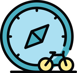Poster - Share bike direction icon outline vector. Rent system. Smart transport color flat