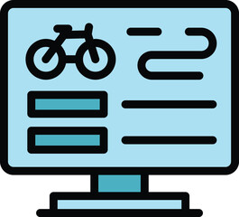 Poster - Bike banner rent icon outline vector. App system. Smart transport color flat