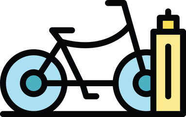 Poster - Share city bike icon outline vector. Public transport. Rental station color flat