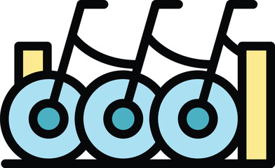 Poster - Bike share station icon outline vector. Public transport. App cycle color flat