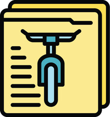 Poster - Share web bike icon outline vector. City system. Smart transport color flat