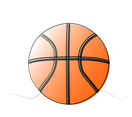 Wall Mural - continuous drawing of a basketball with one line. vector illustration,