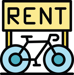 Poster - Rent city bike icon outline vector. App system. Share transport color flat