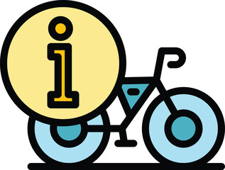 Poster - Bike share info icon outline vector. Smart transport. Public rent color flat