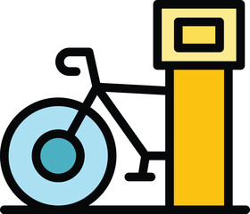 Poster - Share bike icon outline vector. Smart transport. App city color flat