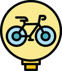 Poster - Bike road sign icon outline vector. Share transport. Public bike color flat
