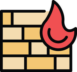 Poster - Firewall vpn icon outline vector. Internet secure. Server system color flat