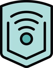 Sticker - Wifi secured icon outline vector. Server system. Security internet color flat
