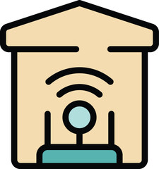 Poster - Internet house icon outline vector. Secure private. Data server color flat