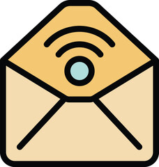 Poster - Secured mail icon outline vector. Online system. Security internet color flat