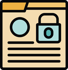 Poster - Web site vpn icon outline vector. Online system. Security internet color flat