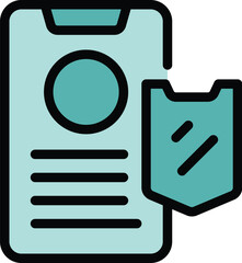 Poster - Phone secured icon outline vector. Private internet. Access server color flat