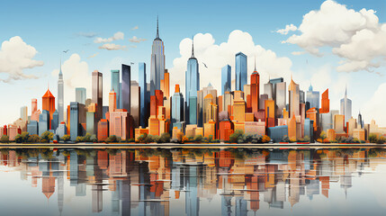 Wall Mural - cityscape - skyline - illustration - vibrant colors