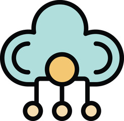Poster - Data cloud vpn icon outline vector. Online security. Secure software color flat
