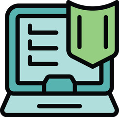 Poster - Laptop vpn access icon outline vector. Online security. Secure software color flat
