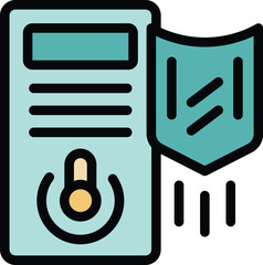 Poster - Pc vpn data icon outline vector. Private internet. Online system color flat