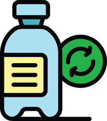 Poster - Recycle bottle icon outline vector. Eco tech. Nature care color flat