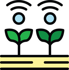 Poster - Solar plant icon outline vector. Eco tech. Tree care color flat