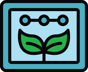Poster - Eco monitor icon outline vector. Leaf tech. Care power color flat