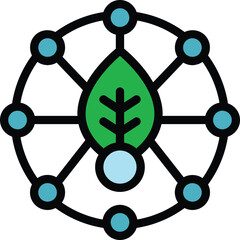 Poster - Leaf power icon outline vector. Tree care. Health energy color flat