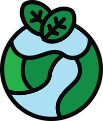 Poster - Global eco icon outline vector. Digital science. Nature ecology color flat