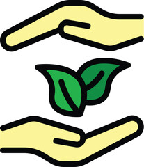 Poster - Plant care icon outline vector. Tree energy. Eco leaf color flat