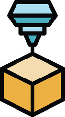 Poster - 3d print cube icon outline vector. Printer design. Machine motor color flat