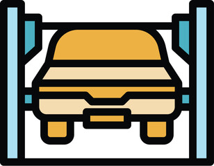 Poster - Car piece printing icon outline vector. Printer industry. Automotive print color flat