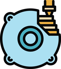 Poster - Brake car printing icon outline vector. Print vehicle. Industry design color flat